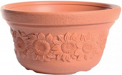 Горщик пластиковий низький SUNNY 300 мм круглий 6л коричневий (10327)