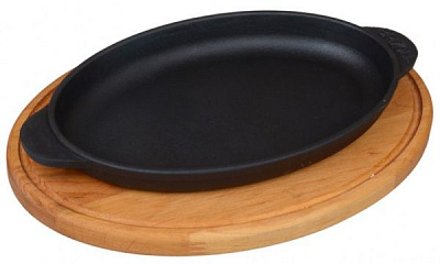 Сковорода чавунна овальна з підставкою 220х140х25 мм HoReCa Brizoll