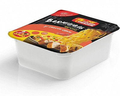 Вермішель GOLDEN DRAGON зі смаком курки з овочами та зеленню лоток 90 г