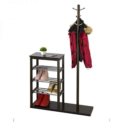 Вішалка підлогова з підставкою для взуття венге