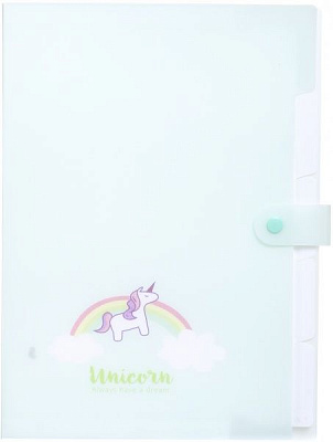 Папка А5 з розділювачами Єдиноріг м'ятний