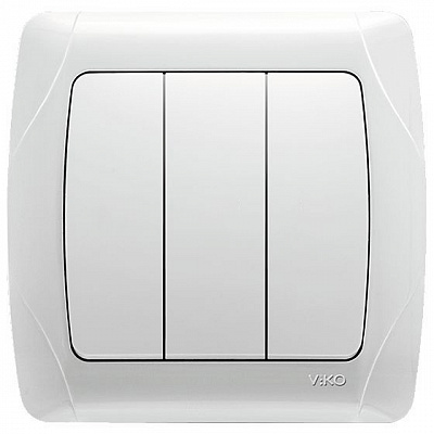 Вимикач триклавішний Viko Carmen без підсвітки білий 90561068