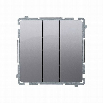 Вимикач триклавішний Simon Basic без підсвітки 10 А 250В сталь BMW31.01/21