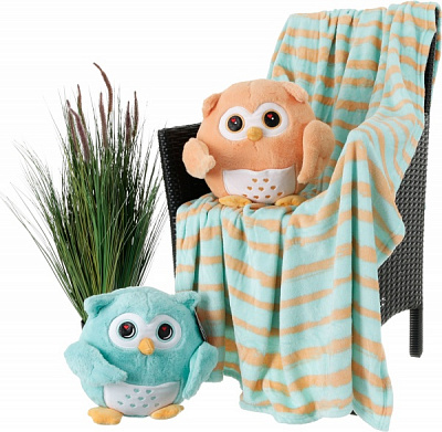 Подушка декоративная с пледом пара сов разноцветный Dormeo 