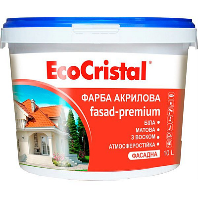 Краска акриловая водоэмульсионная EcoCristal Премиум ИР-132 мат белый 10л 
