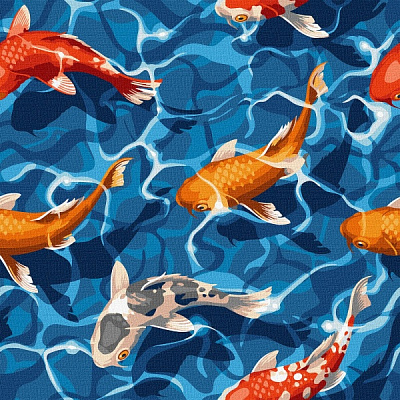 Картина по номерам Японские карпы 40х40 см 40x40 см 