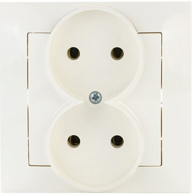 Розетка подвійна без заземлення Ospel Impresja 16 А 250 В без шторок кремовий