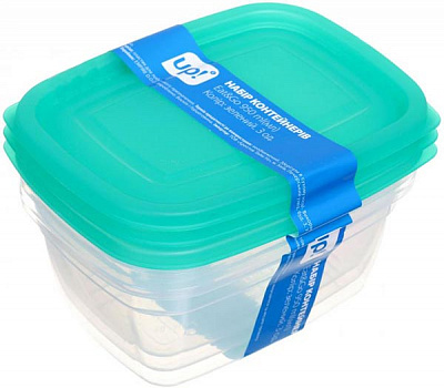 Набір контейнерів для харчових продуктів Eat&Go 950 мл зелений 3 шт. UP! (Underprice)