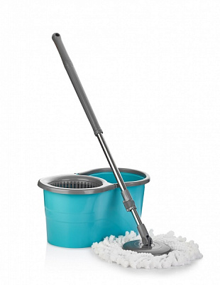 Набір для прибирання для підлоги відро + швабра з автоматичним віджимом 2 в 1 бірюзовий 25 см