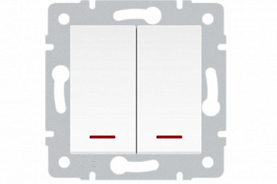 Механизм выключателя двухклавишный HausMark Stelo с подсветкой белый 501-0288-112