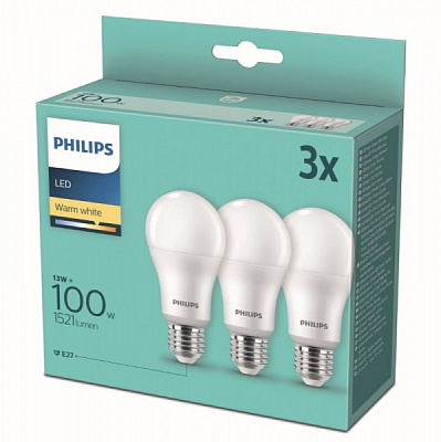 Лампа светодиодная Philips 3 шт. 13 Вт A67 матовая E27 220 В 929002306803 