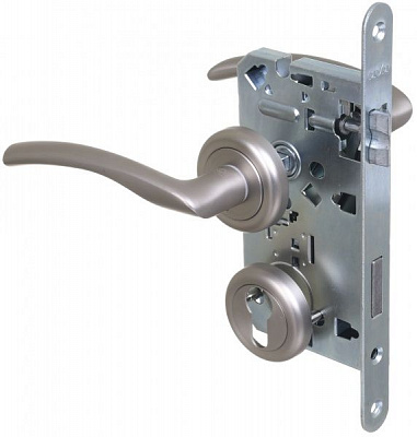 Замок врізний з ручками PZ Linde А-2005 SN PZ 72 мм нікель без петель