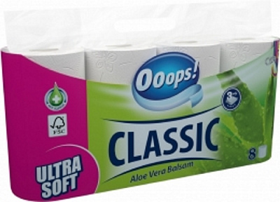 Туалетний папір Ooops! Classic Aloe Vera тришаровий 8 шт.