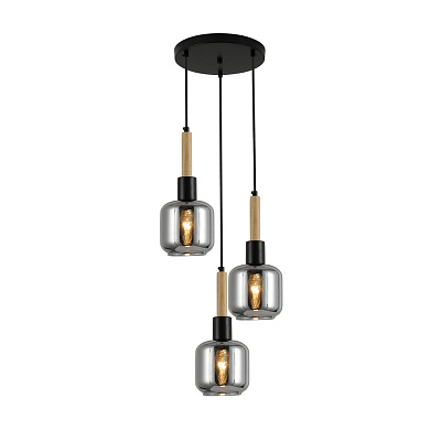 Люстра підвісна ARDERO Denver E14 чорний/дерево BL1433-1