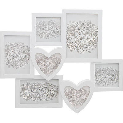 Фоторамка Колаж Два Серця 7 шт біла