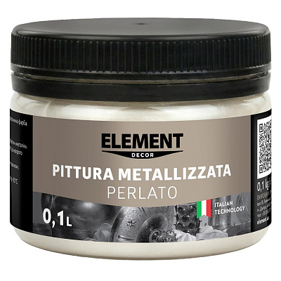 Краска акриловая Element Decor металлизированная Pittura metallizzata Perlato металлический перламутровый 0,1л