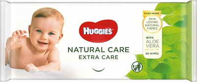 Детские влажные салфетки Huggies Natural Care Gold 56 шт.