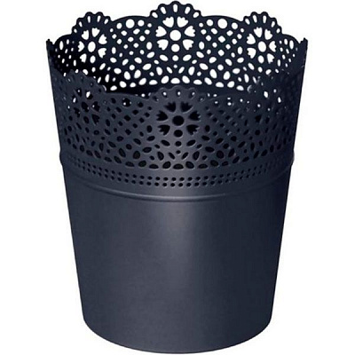 Кашпо пластикове Prosperplast Lace круглий 1л антрацит (78976-433)