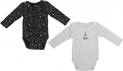 Боди Фламинго ясельный 2 шт. р.80 черный/меланж 449-222 