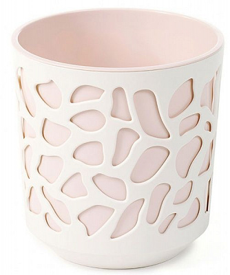 Горщик пластиковий Ламела Дует 140 круглий 0,3 л кремовий