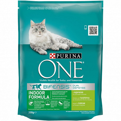 Корм сухой для котов Purina One Indoor Formula с индейкой и цельными злаками 200 г