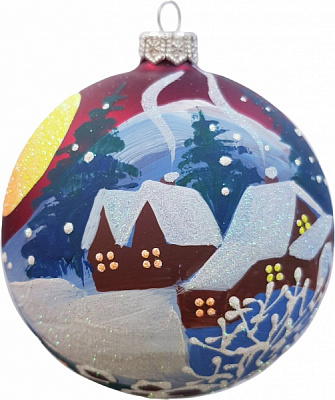 Куля новорічна Юріта Пейзаж d 110 мм червоний 100418M