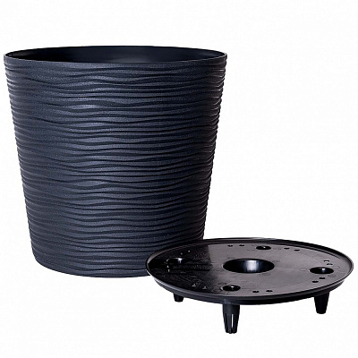 Вазон пластик Ф'южн круглий граніт 22 л Алеана (127074)