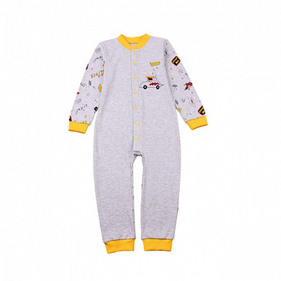 Комбінезон ясельний для хлопчика Фламінго р.92 сірий із жовтим 427-009