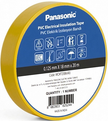 Изолента Panasonic 0,125х18 мм 20 м желтая ПВХ WCMT20YLARJ