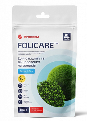 Удобрение для самшита и вечнозеленых кустарников Yara весна-лето Folicare 180 г
