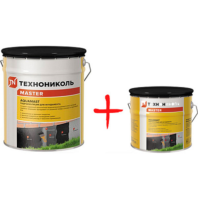 Мастика битумная Technonicol Aquamast для фундамента 18 кг + 3 кг в подарок