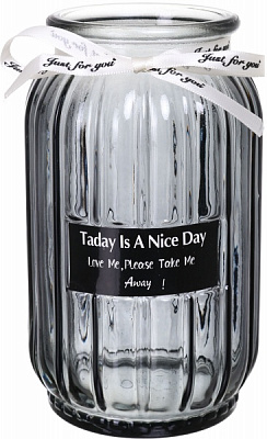 Ваза стеклянная серая Crystal Cindy 17,5 см YIWU