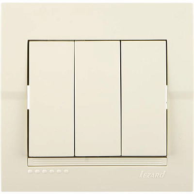 Выключатель трехклавишный Lezard Deriy без подсветки 10 А 250В IP20 кремовый 702-0303-109