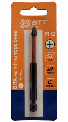 Бита торсионная A.T.T. магнитная PH2 90 мм 1/4 сталь S2 1 шт.