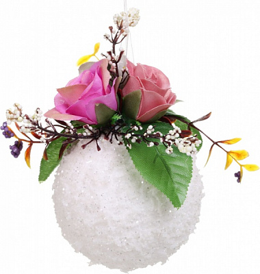 Декоративная подвеска Шар с декором 8 см белый HFW14