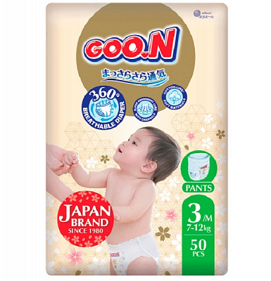 Підгузки-трусики Goo.N Premium Soft для дітей M 7-12 кг 50 шт.