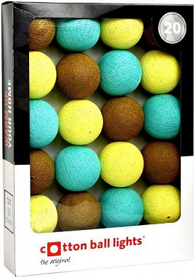 Электрогирлянда Котоновые шарики AQUA BEIGE лампа накаливания 20 ламп