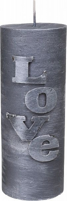Свеча декоративная Love, d=7 см, h=18 см, серая Pako-If