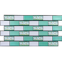 3D-панель з ПВХ Sticker Wall цегла зелений орнамент 960х480х4 мм (1429)
