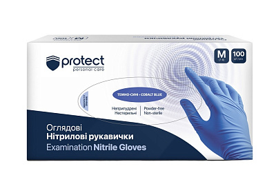 Перчатки медицинские PROTECT нестерильные темно-синие р.M 100 шт./уп.