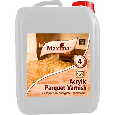 Лак паркетний поліуретан-акриловий Acrylic parquet varnish Maxima шовковистий мат 5 л прозорий