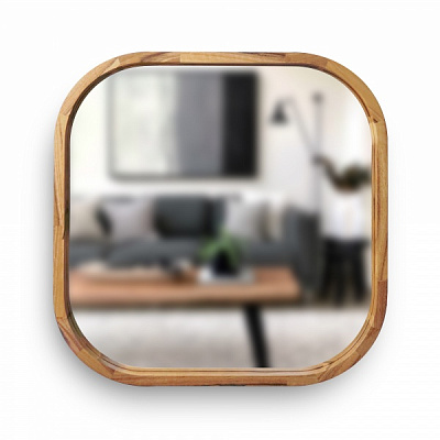 Зеркало настенное Luxury Wood Balance SLIM ясень темный 700x700 мм 