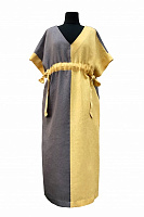 Платье Галерея льна Твикс р. 46 серо-желтый 0126/46/1414 