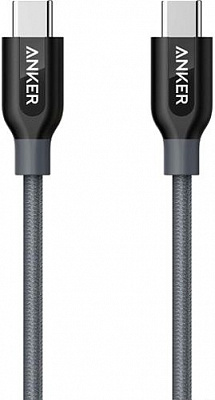 Кабель Anker USB Type-C – USB Type-C 0,9 м сірий (A8187HA1) Powerline