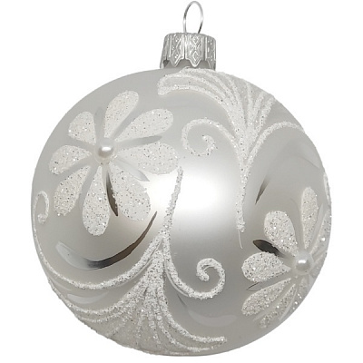 Шар новогодний 80 мм серебряный 10162-1