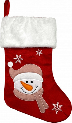 Сапожок декоративный La Nuit Снеговик 34x25 см красный 