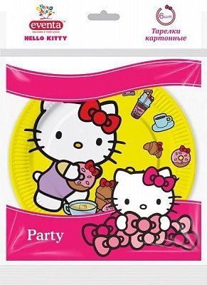 Тарелки бумажные Eventa Hello Kitty цветные 18 см 6 шт.