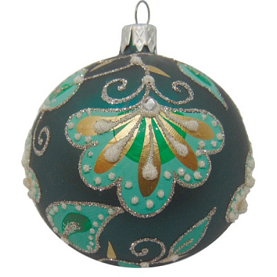 Куля новорічна d80 морська хвиля з малюнком 9783/AX04 3165