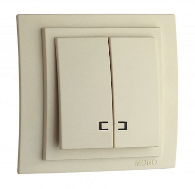 Вимикач двоклавішний Mono Larissa з підсвіткою 10 А 250В крем 103-171725-103