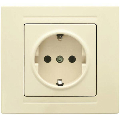 Розетка с заземлением Gunsan Moderna без шторок кремовый MD 29 12 115
